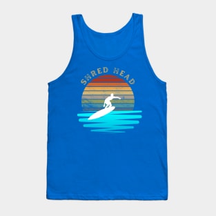 Retro Sunset With Surfer On The Open Wave Tank Top